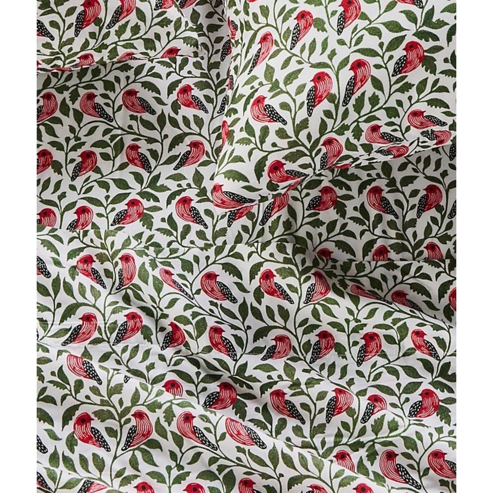 Anthropologie Pillowcases KING Cotton Modal Print‎ Birds & Vines New Set of 2